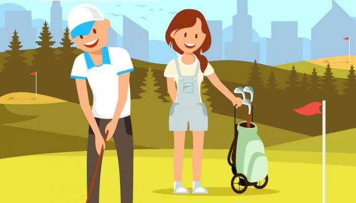 A Husband And Wife Were Golfing