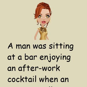A Man Was Sitting At A Bar Enjoying