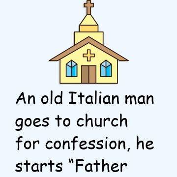 An Old Italian Man Goes To Church For Confession