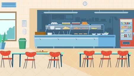 The Children Were Lined Up In The Cafeteria