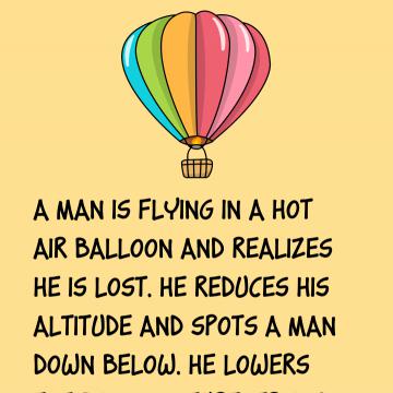 A Man Is Flying In A Hot Air Balloon