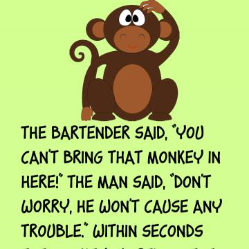 A Man Walked Into A Bar With His Pet Monkey