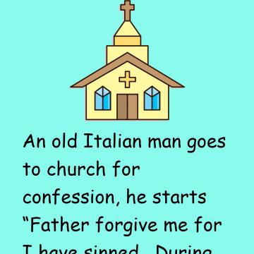 An Old Italian Man Goes To Church For Confession