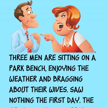 Three Men Are Sitting On Bench